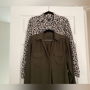 Ann Taylor tops. Selling them together one is print and other solid.